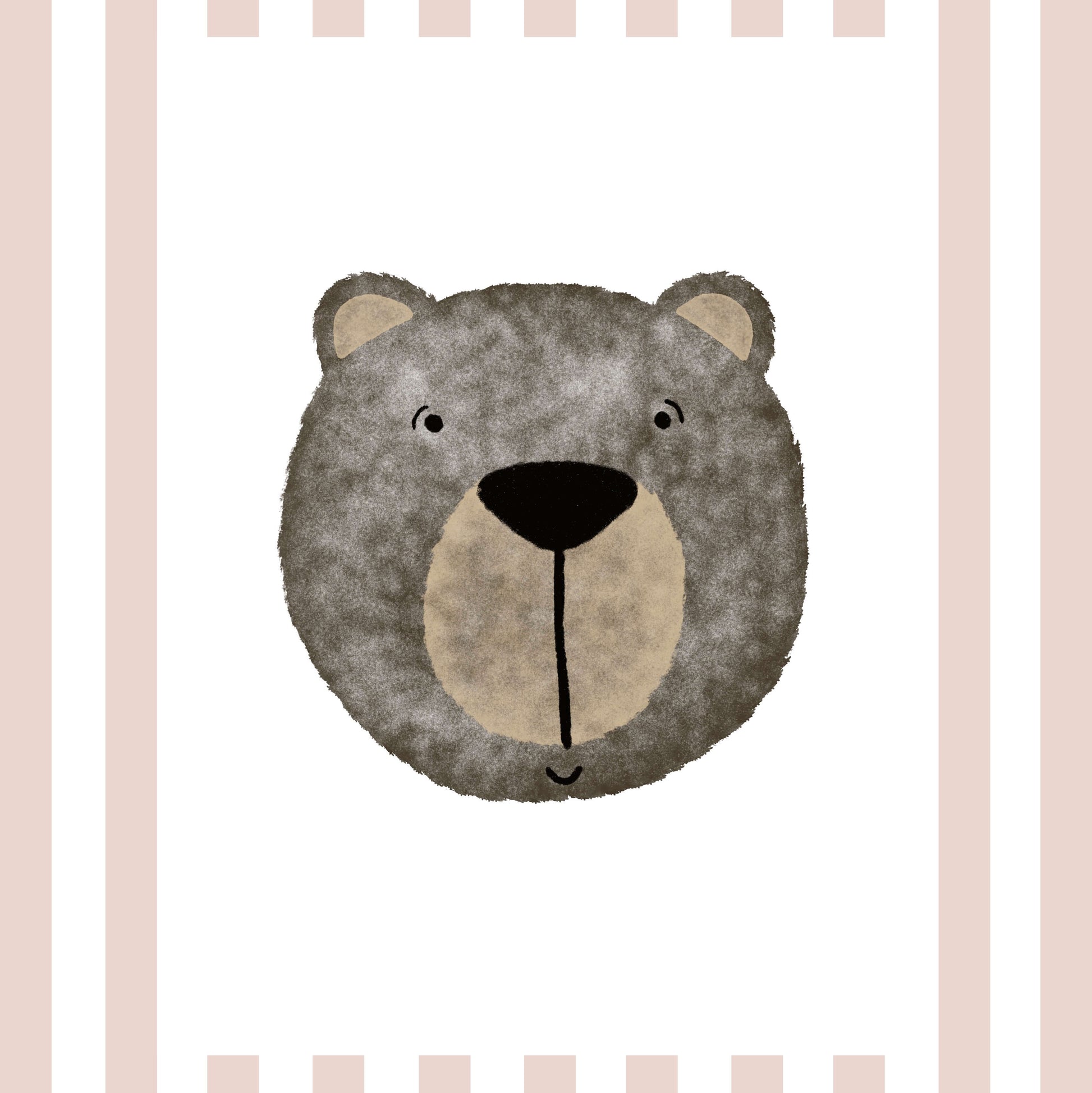 The Little Jones Bear Print - Dusky Pink Stripes