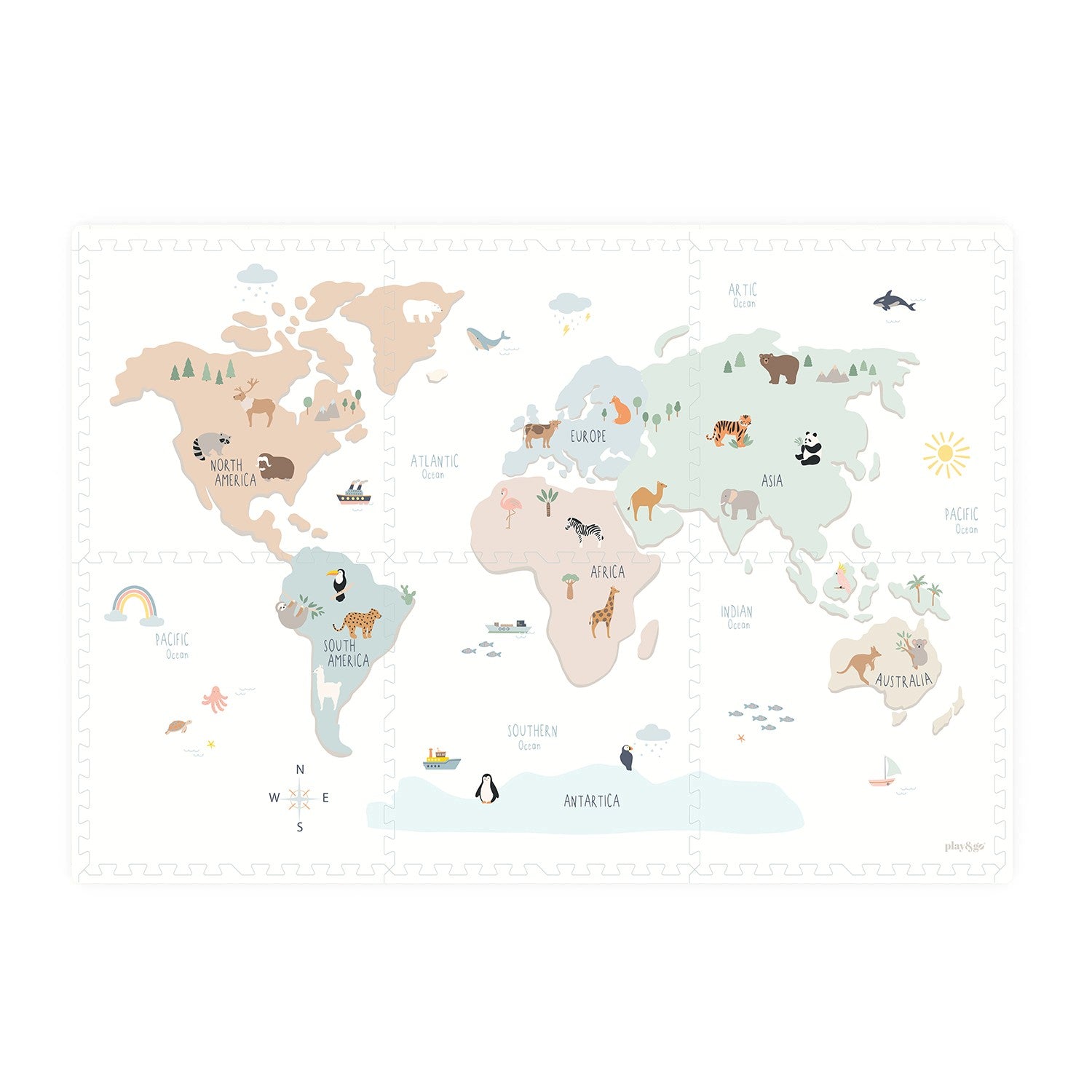 Play & Go Tiloo Foam Puzzle Tile Playmat - World Map