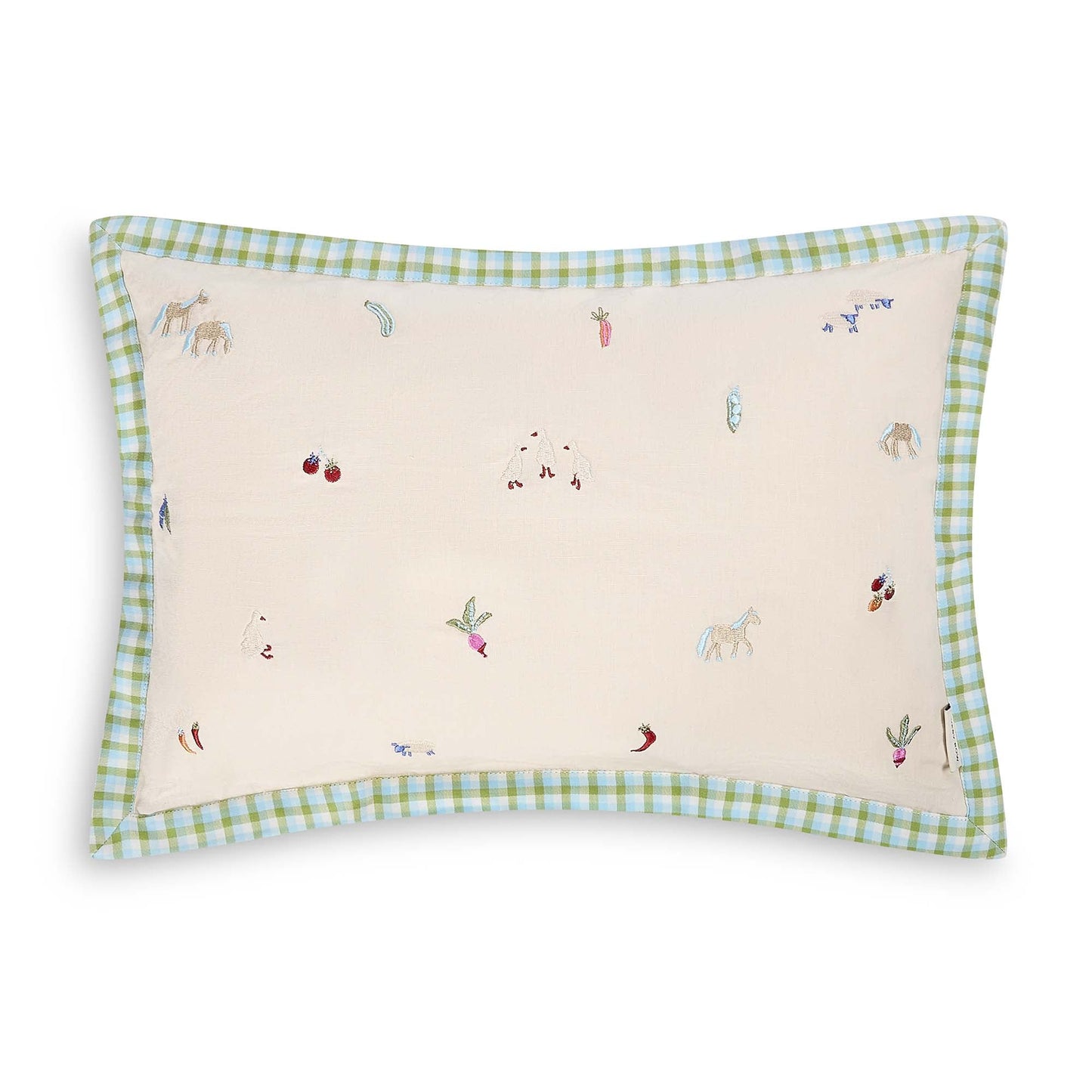 Avery Row Embroidered Linen Scatter Cushion - Little Farm