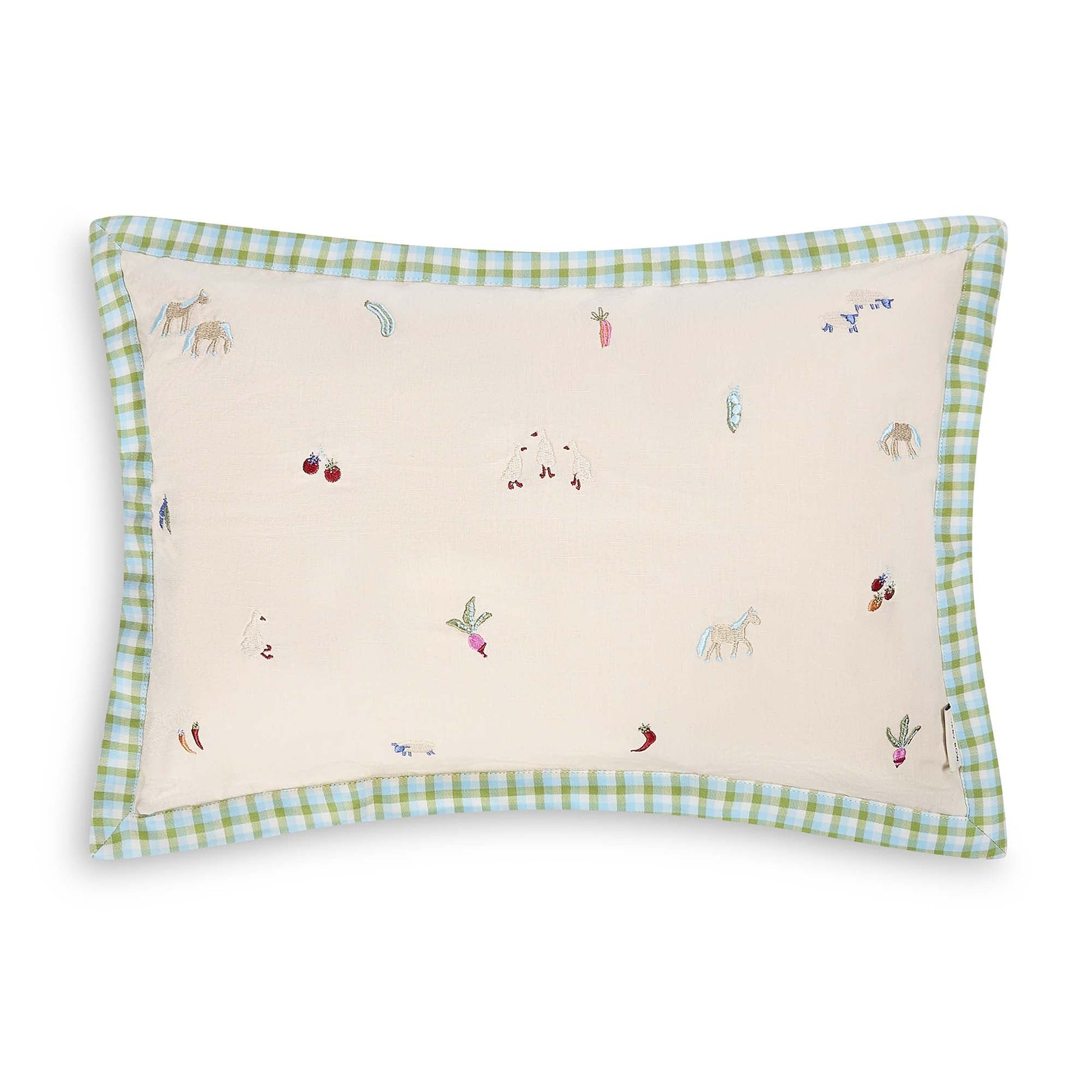 Avery Row Embroidered Linen Scatter Cushion - Little Farm