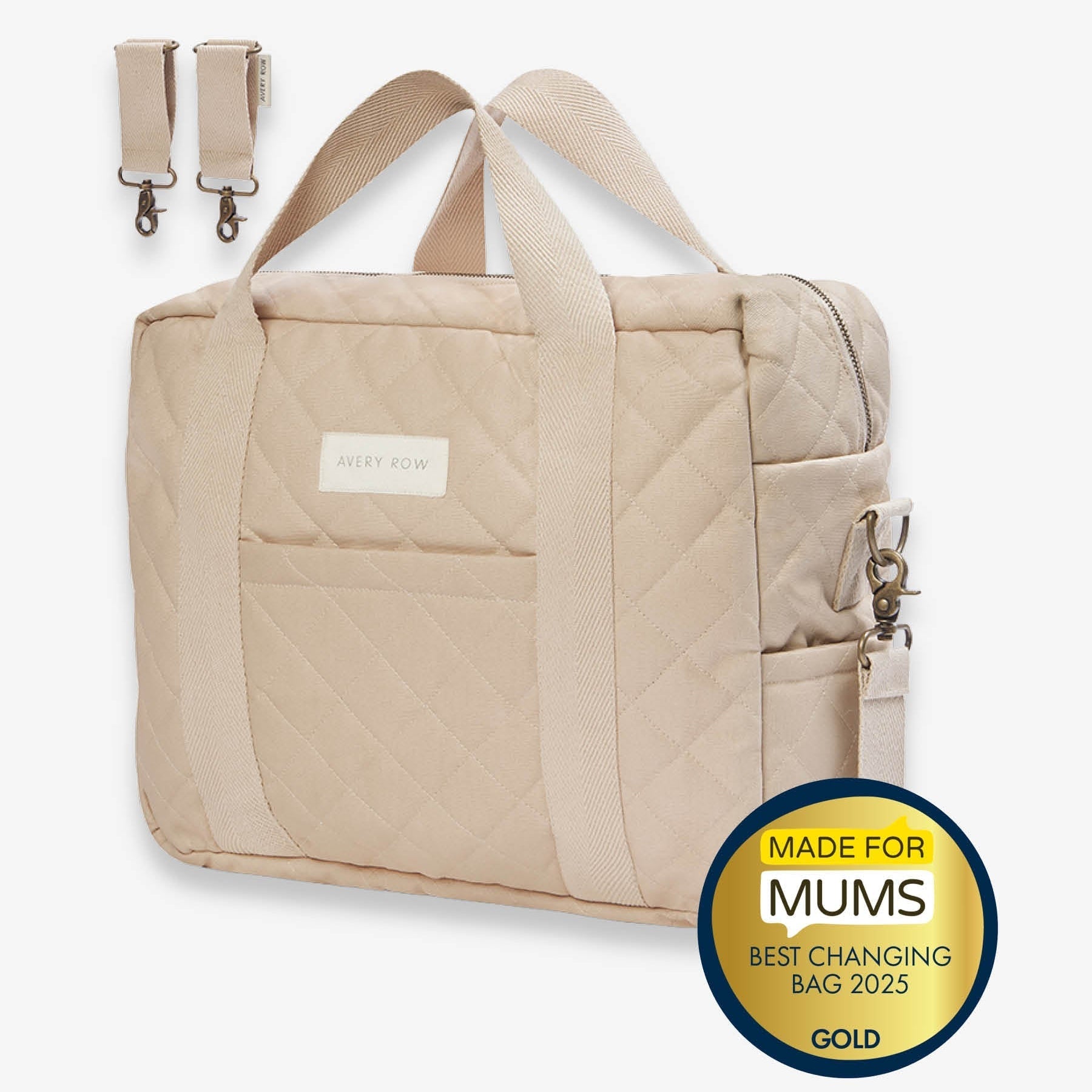 Avery Row Baby Changing Bag with Pram Clips - Natural