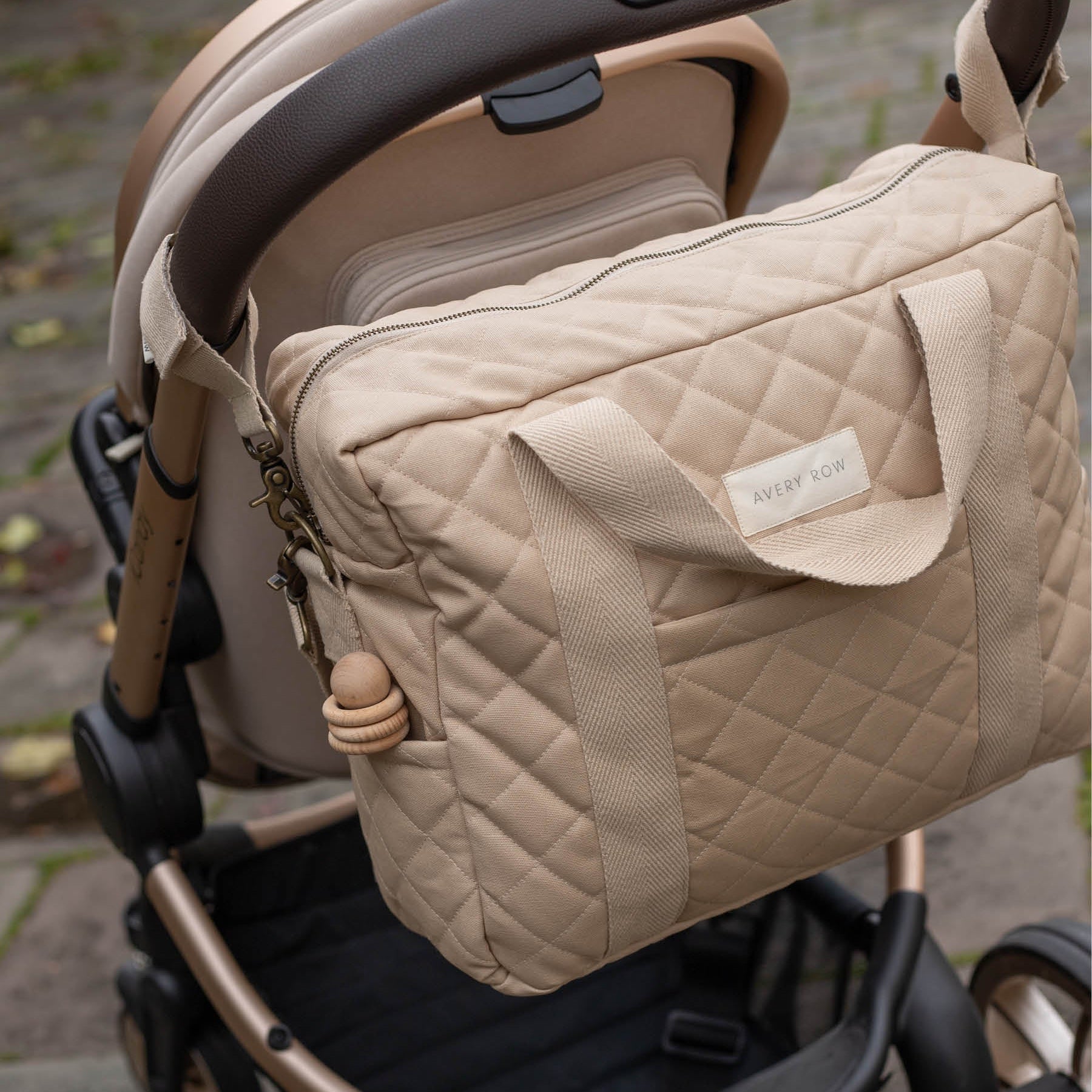 Avery Row Baby Changing Bag with Pram Clips - Natural