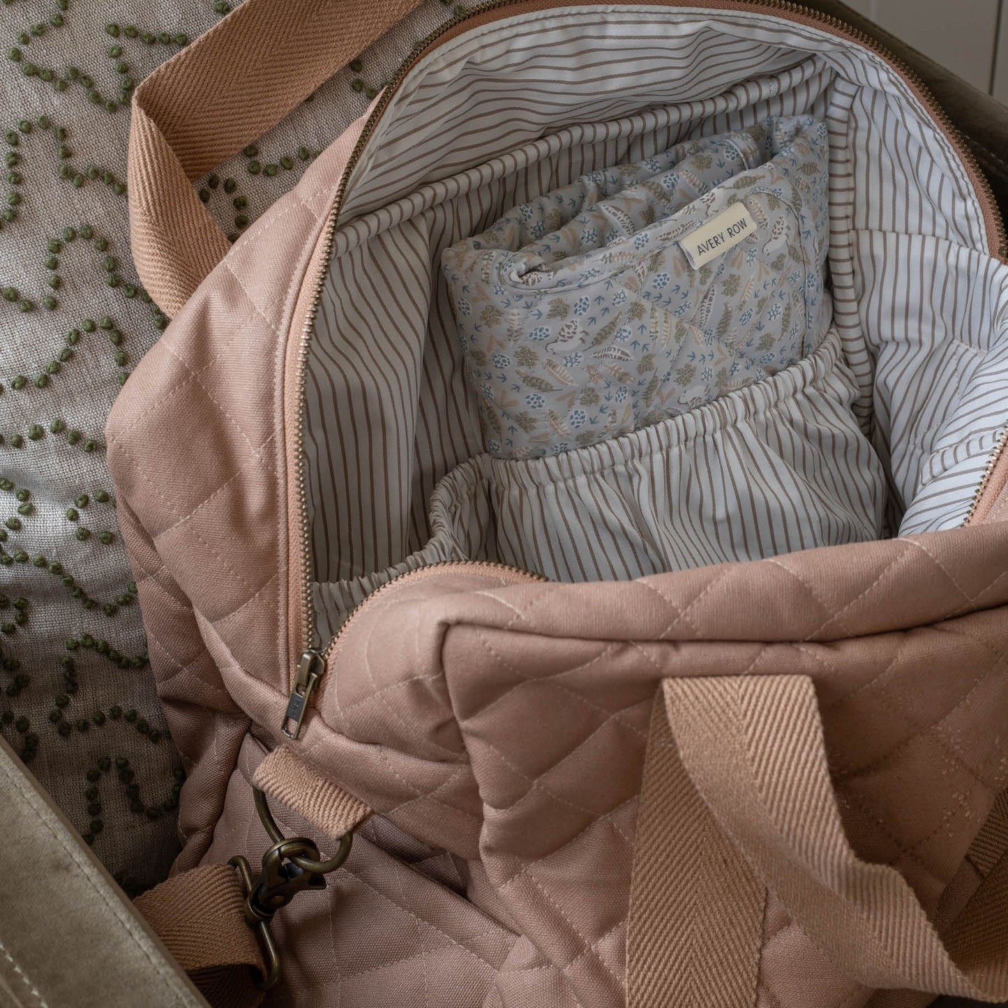 Avery Row Baby Changing Bag with Pram Clips - Latte