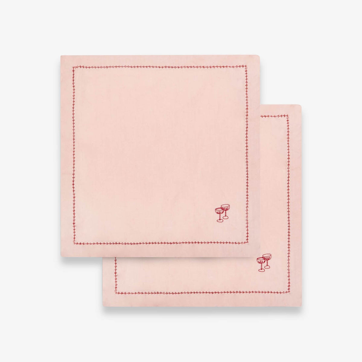 Avery Row Embroidered Linen Napkins, Set of 2 - Plaster Pink