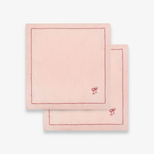 Avery Row Embroidered Linen Napkins, Set of 2 - Plaster Pink