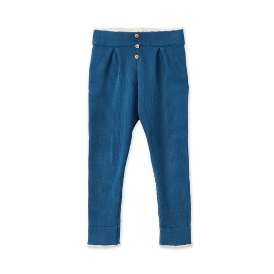 Organic Cotton Nordic Knit Trousers in Fjord Blue by Vild House of Little