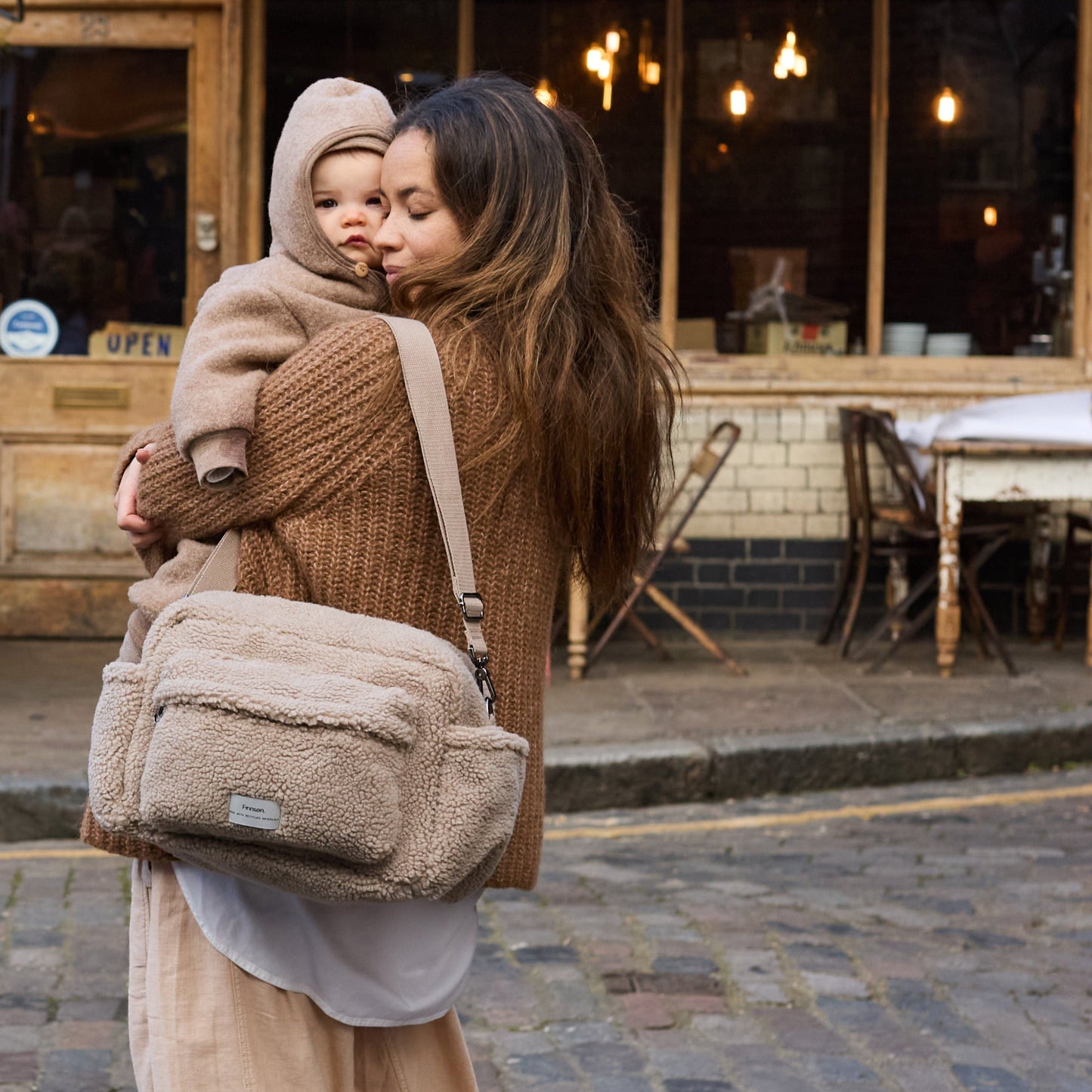 Finnsøn FREYA Eco Oversized Stroller Organiser With Clips - Biege