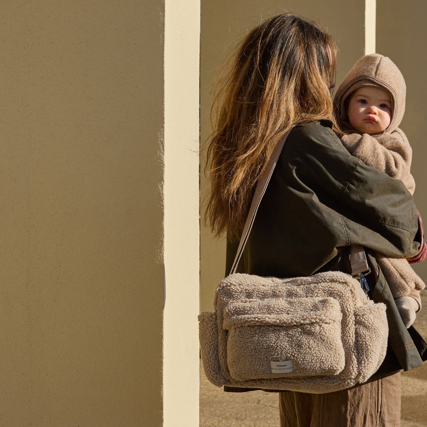 Finnsøn FREYA Eco Oversized Stroller Organiser With Clips - Biege