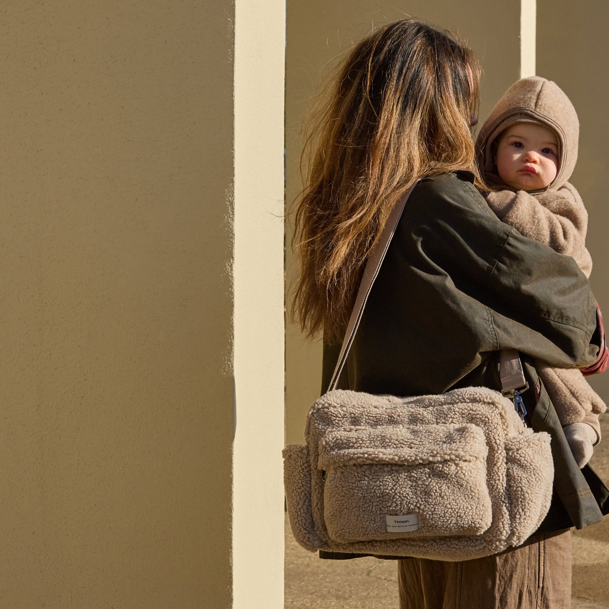 Finnsøn FREYA Eco Oversized Stroller Organiser With Clips - Biege