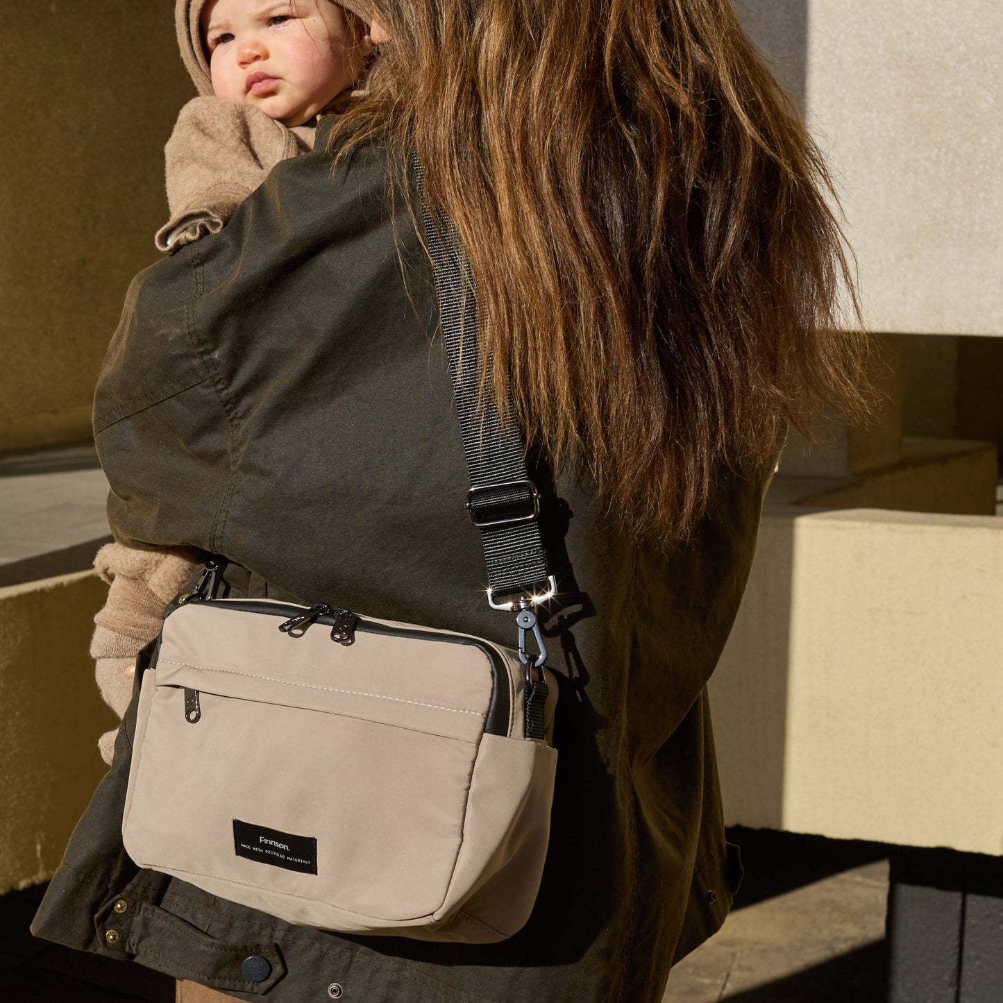 Finnsøn FRIDA Eco Stroller Organiser with Clips - Taupe