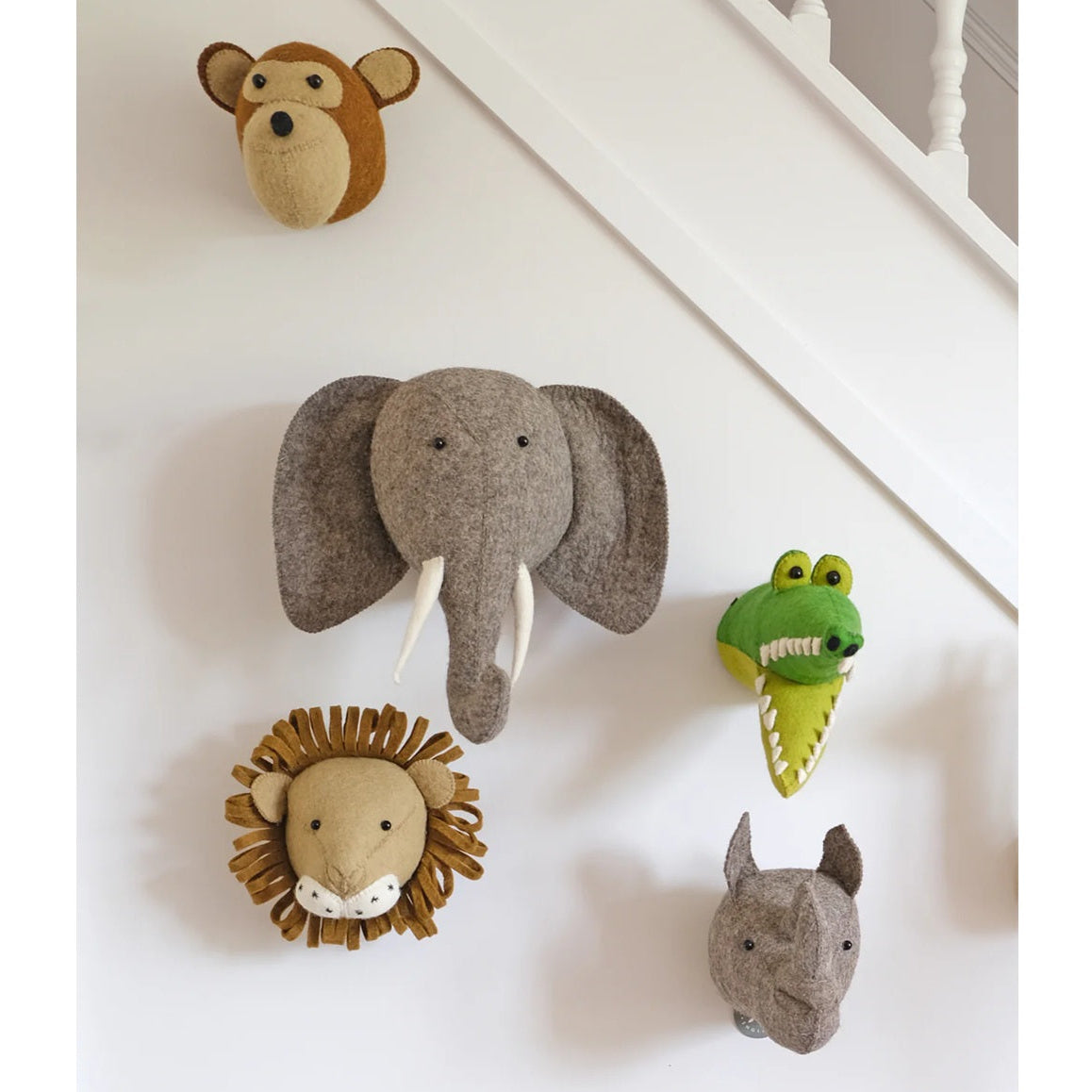 Fiona Walker Elephant Felt Animal Wall Head - Medium