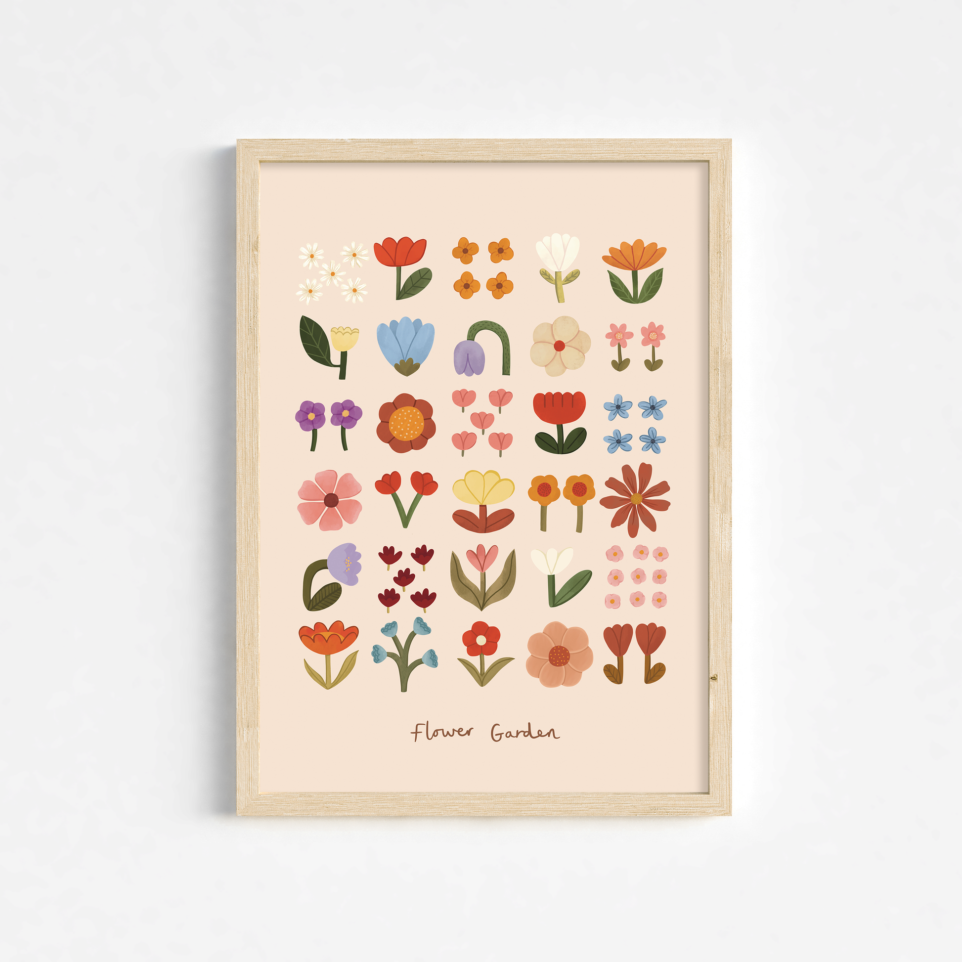 Kid of the Village Flower Garden Art Print - Soft Pink