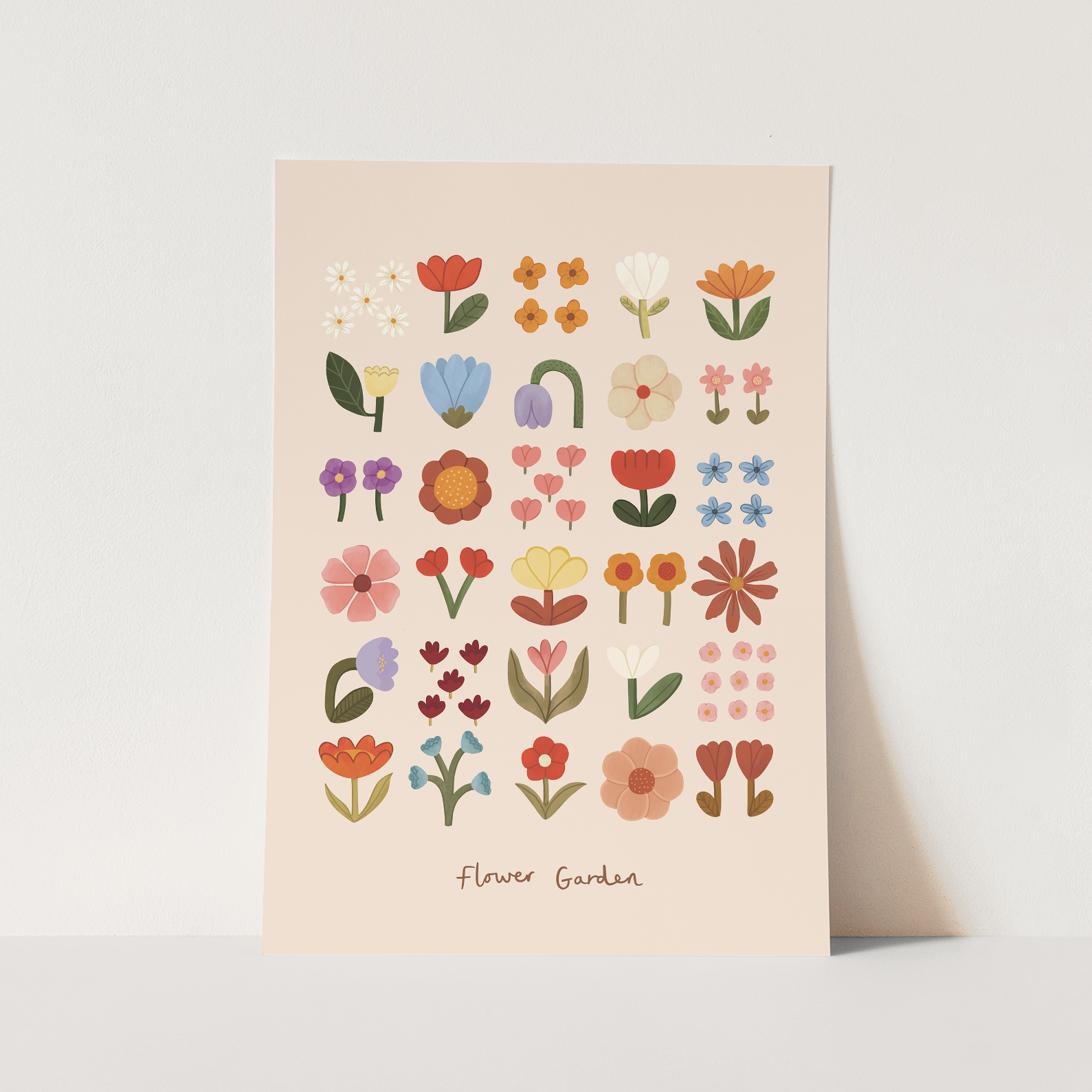 Kid of the Village Flower Garden Art Print - Soft Pink