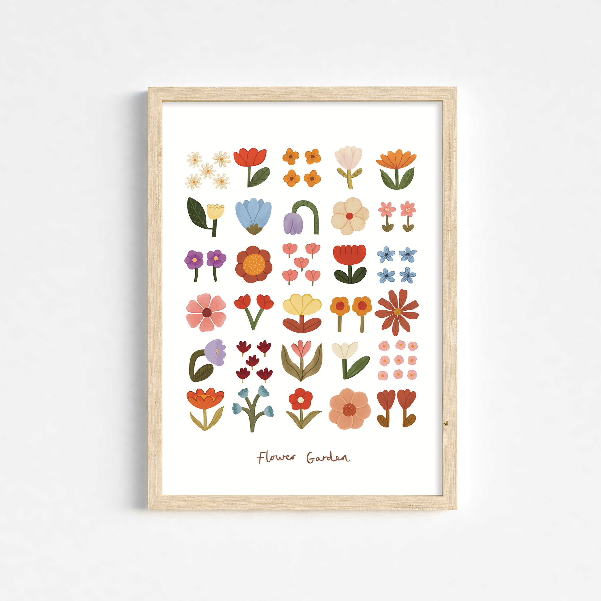 Kid of the Village Flower Garden Art Print - White