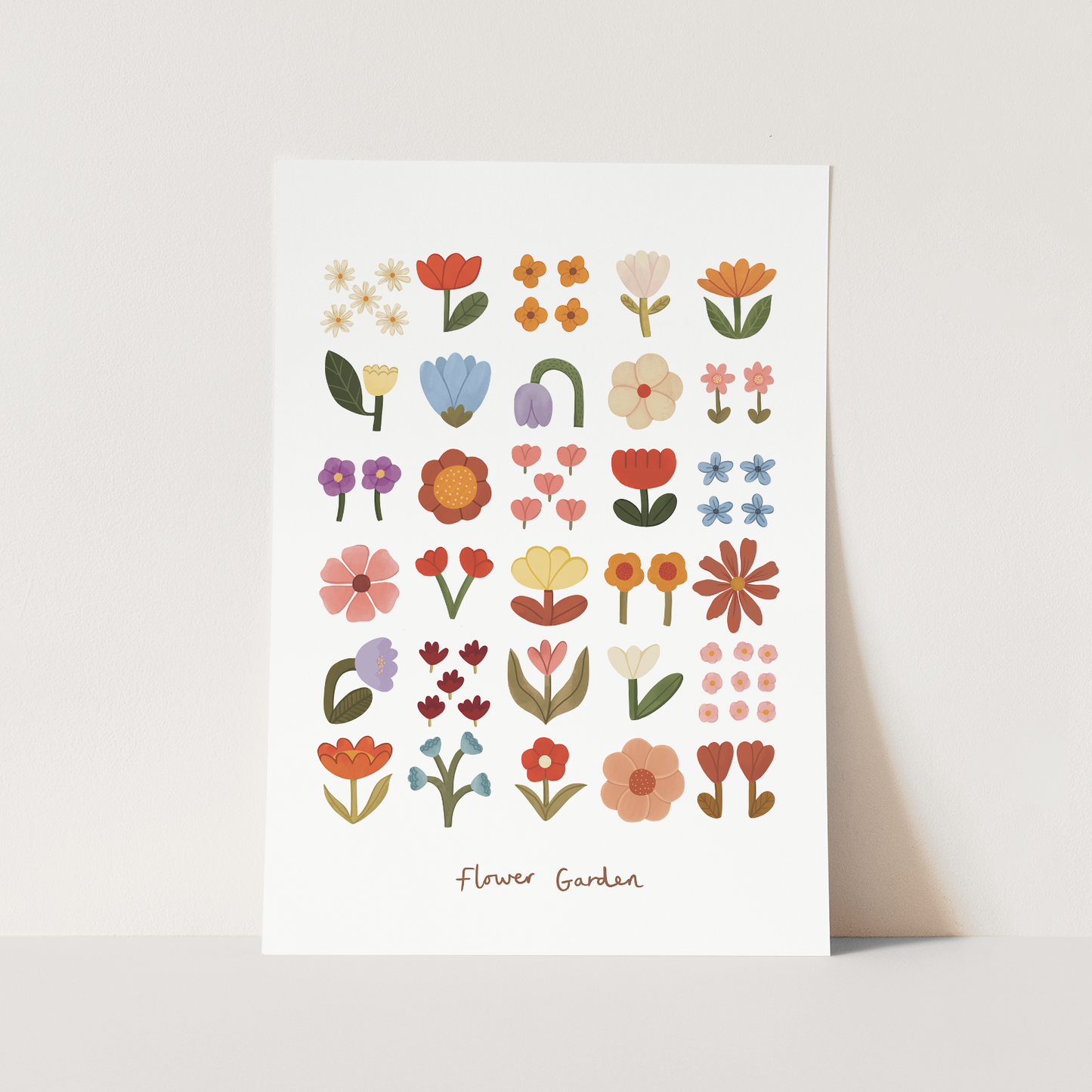 Kid of the Village Flower Garden Art Print - White