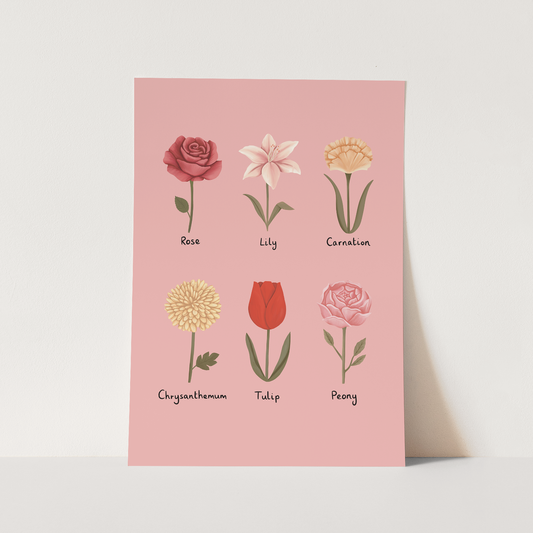 Kid of the Village Flowers Art Print - Pink