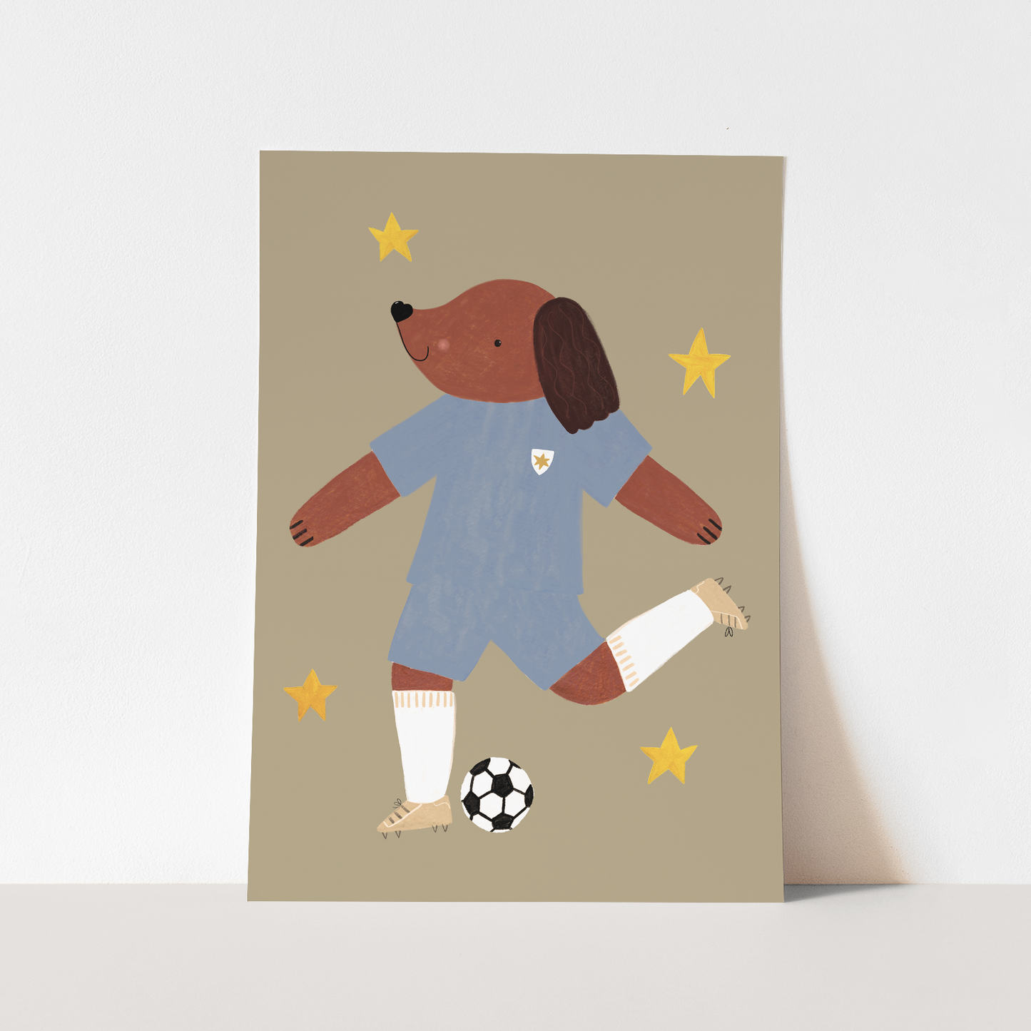 Kid of the Village Footie Pup Art Print - Blue