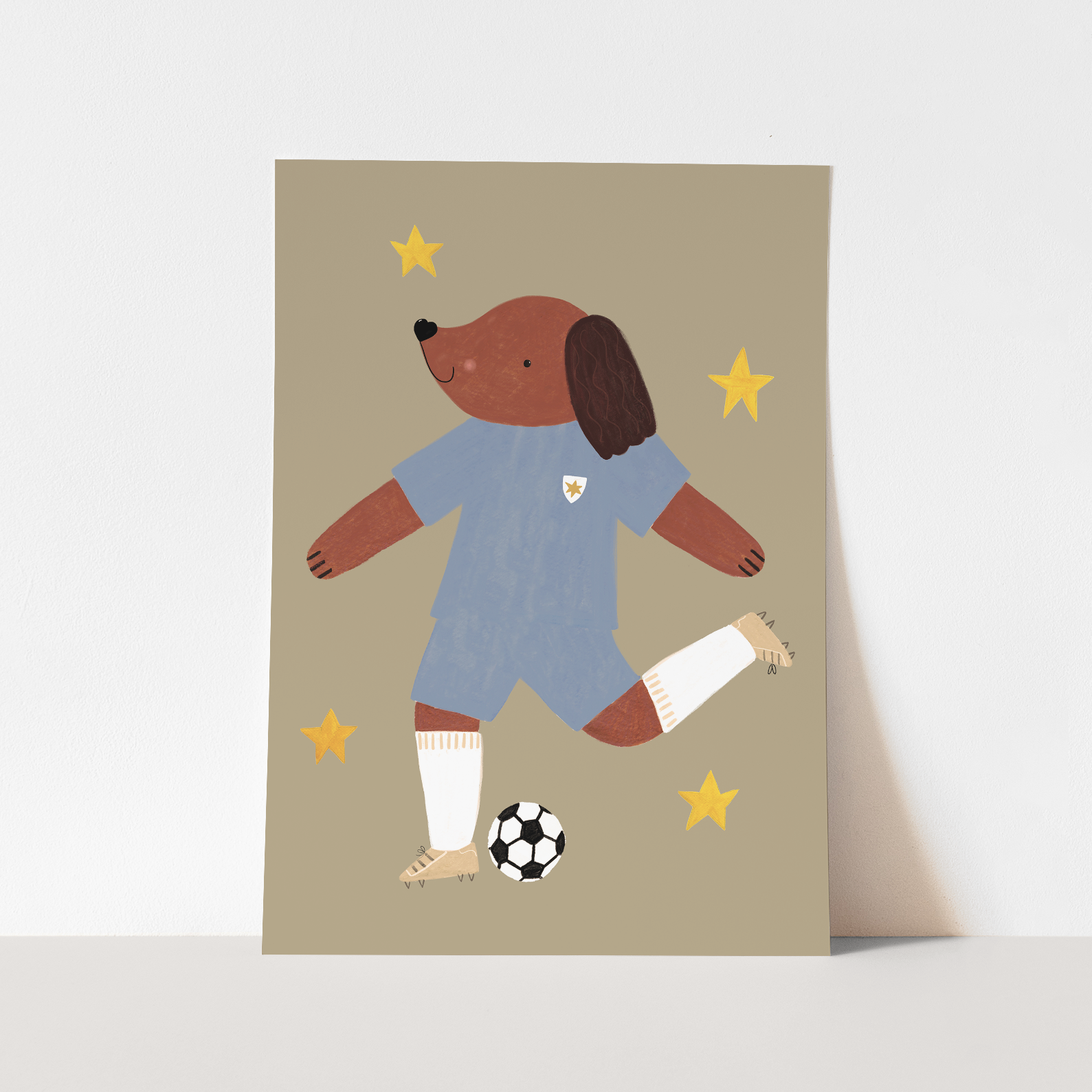 Kid of the Village Footie Pup Art Print - Blue