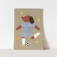 Kid of the Village Footie Pup Art Print - Blue Stripes