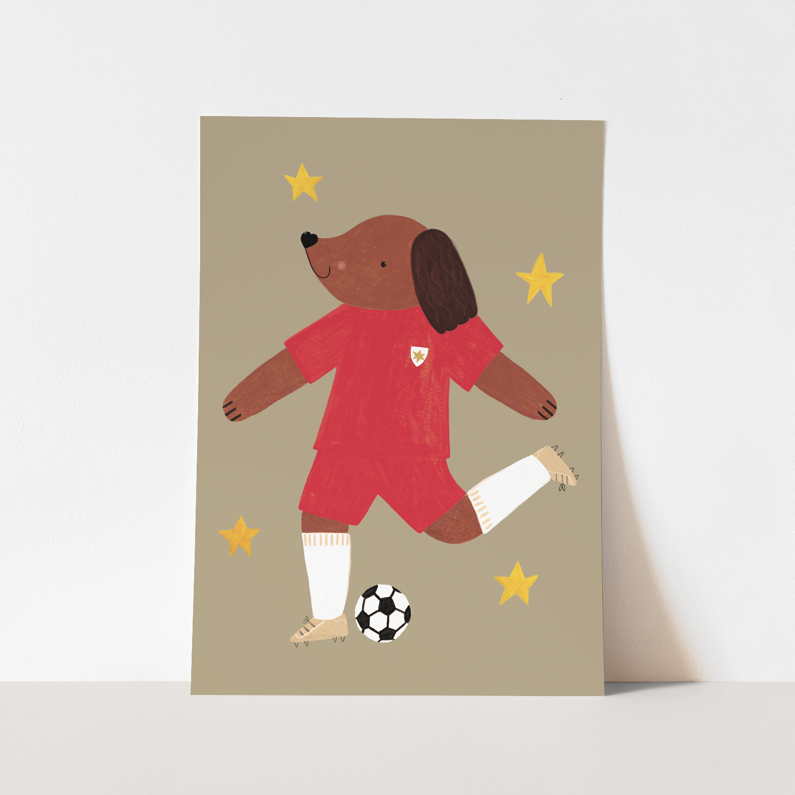 Kid of the Village Footie Pup Art Print - Red