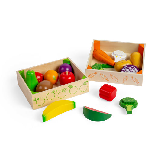 Bigjigs Wooden Fruit & Veg Crate Playset
