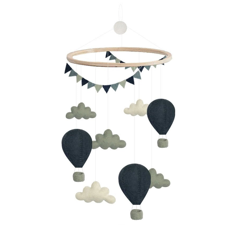 Gamcha Felt Baby Mobile - Air Balloons - Dark Blue