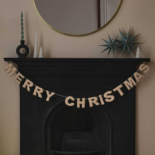 Blush Pink Felt Merry Christmas Bunting By Ginger Ray