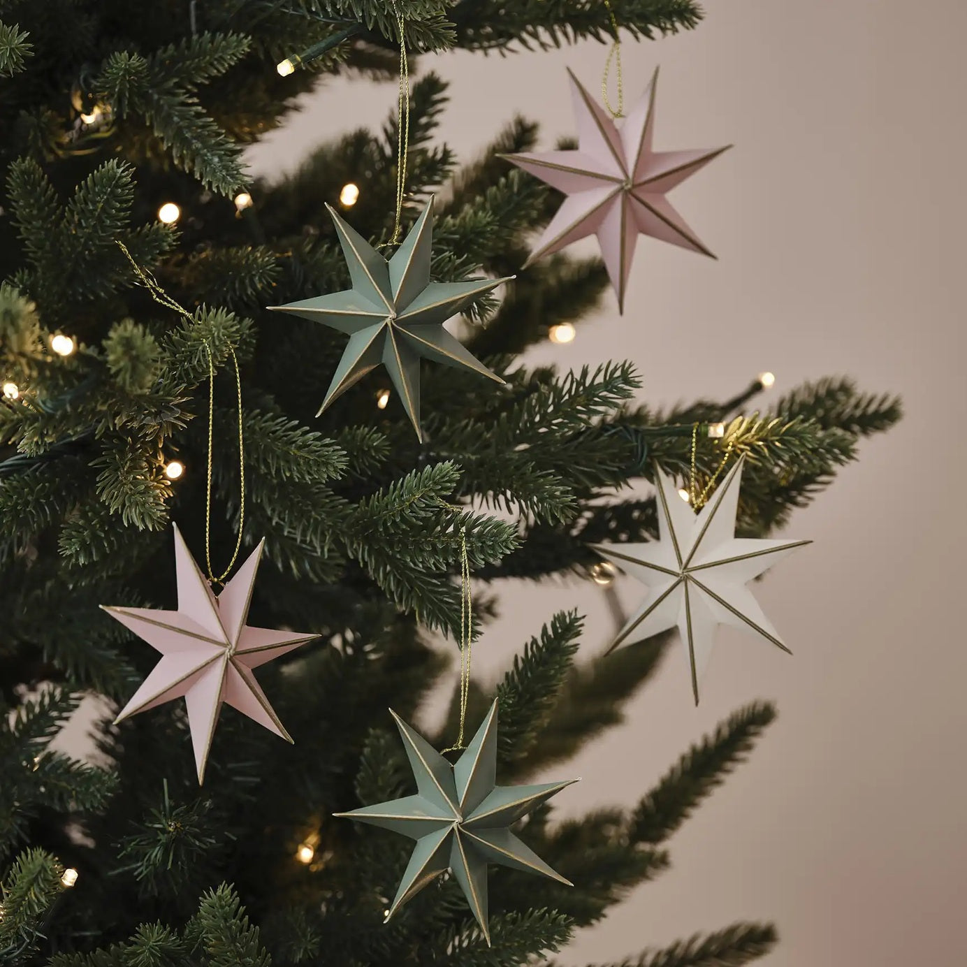 Blush Paper Star Christmas Tree Decorations By Ginger Ray