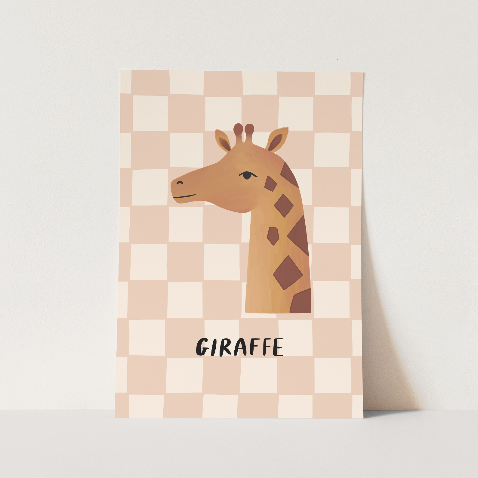 Kid of the Village Giraffe Check Art Print - Pink