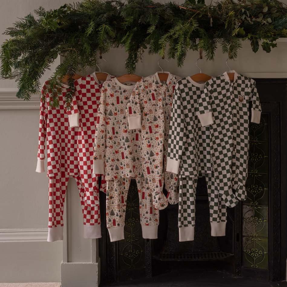 Avery Row Baby Jersey Sleepsuit - Festive Forest