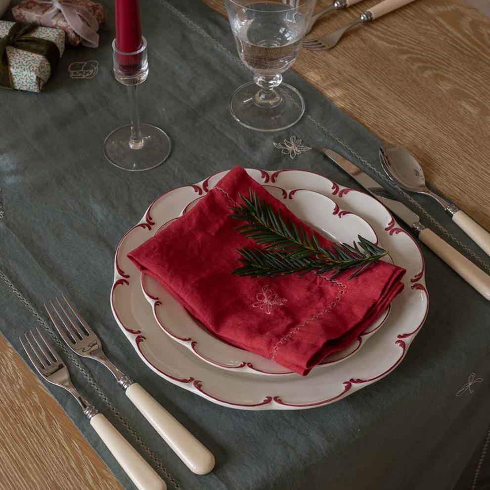 Avery Row Embroidered Linen Napkins, Set of 4 - Christmas