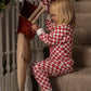 Avery Row Children's Jersey Pyjamas - Red Checkerboard