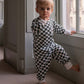 Avery Row Children's Jersey Pyjamas - Green Checkerboard