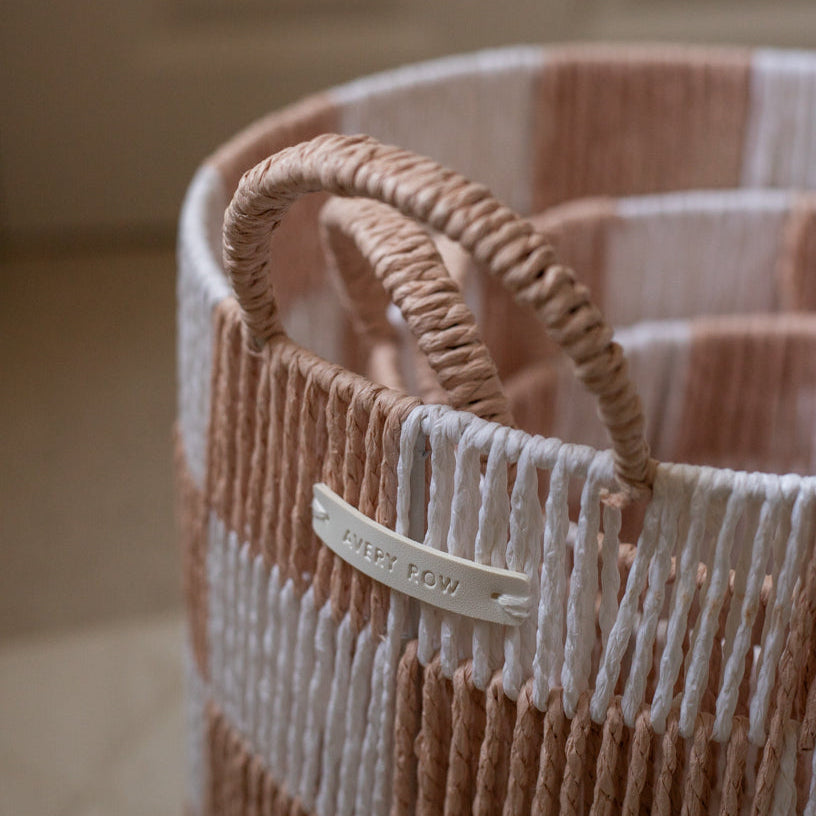 Avery Row Checkerboard Storage Basket - Small - Nude