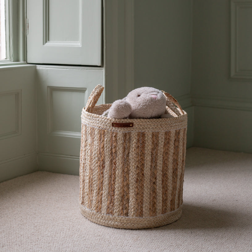 Avery Row Maize Stripe Storage Basket - Set of 3 - Natural
