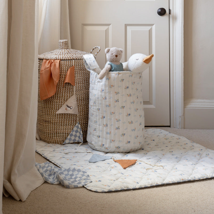 Avery Row Large Quilted Storage Basket - Coastline