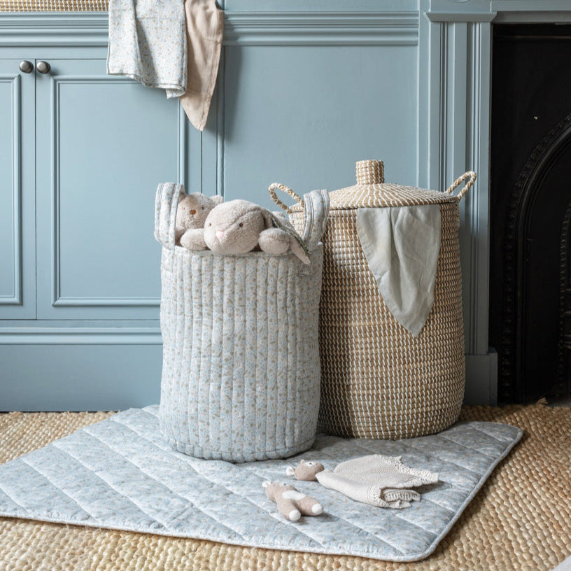 Avery Row Large Quilted Storage Basket - Nature Trail/Stripe