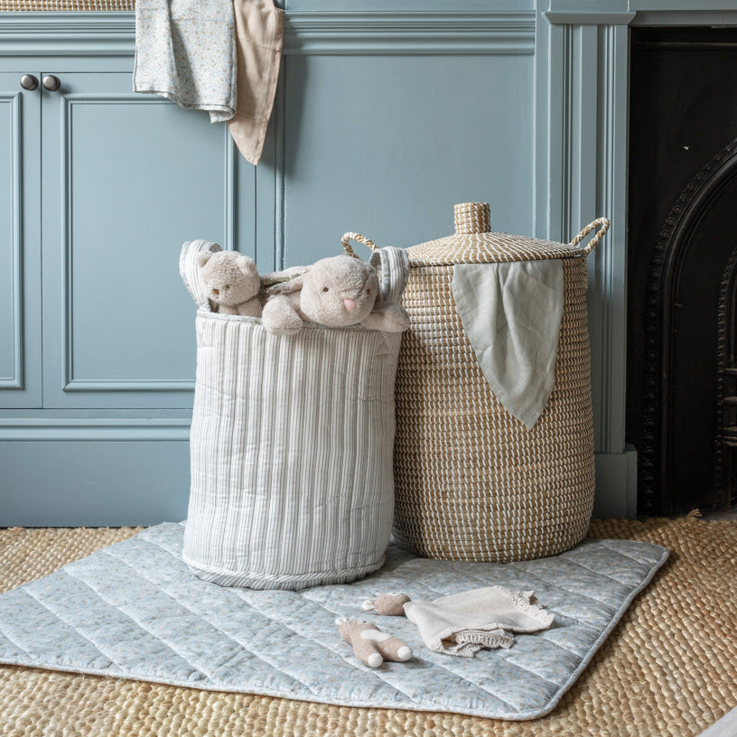 Avery Row Large Quilted Storage Basket - Nature Trail/Stripe