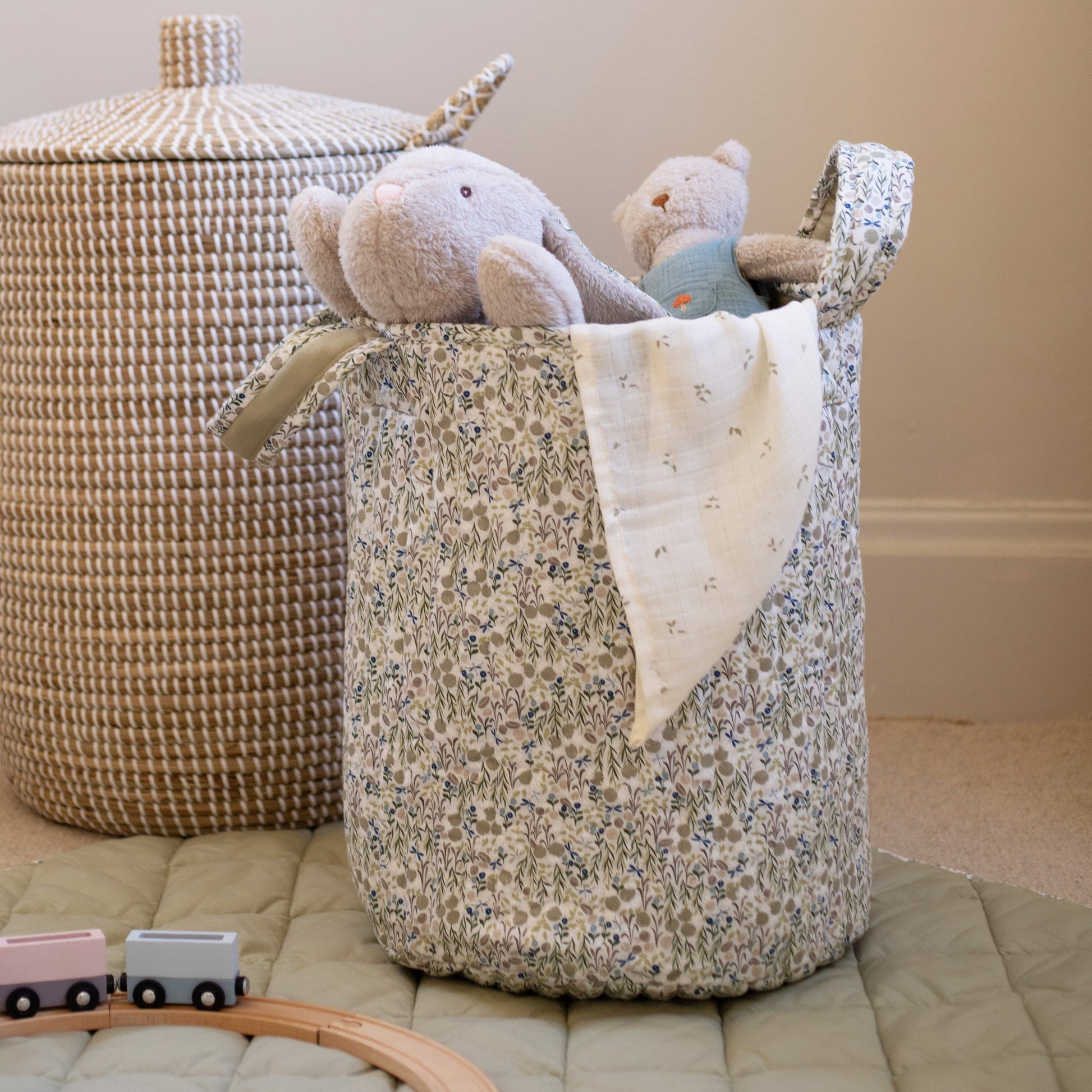 Avery Row Large Quilted Storage Basket - Riverbank/Willow