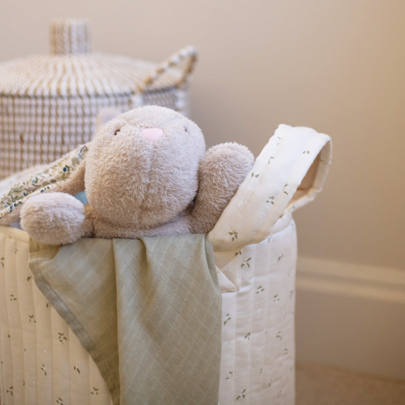 Avery Row Large Quilted Storage Basket - Nettle Scatter/Birch