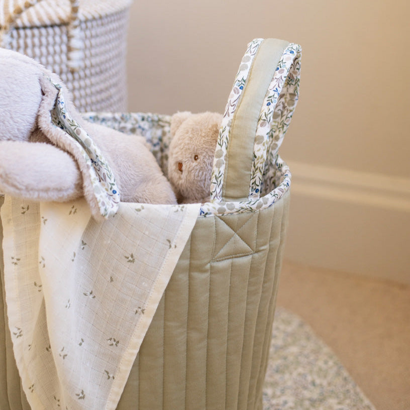 Avery Row Large Quilted Storage Basket - Riverbank/Willow