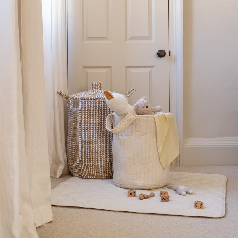 Avery Row Large Quilted Storage Basket - Wild Chamomile/Daisy Meadow