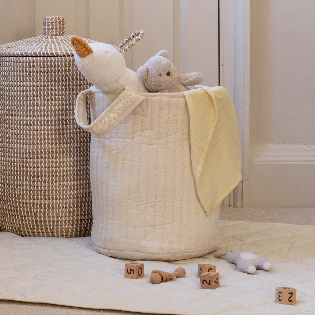 Avery Row Large Quilted Storage Basket - Wild Chamomile/Daisy Meadow