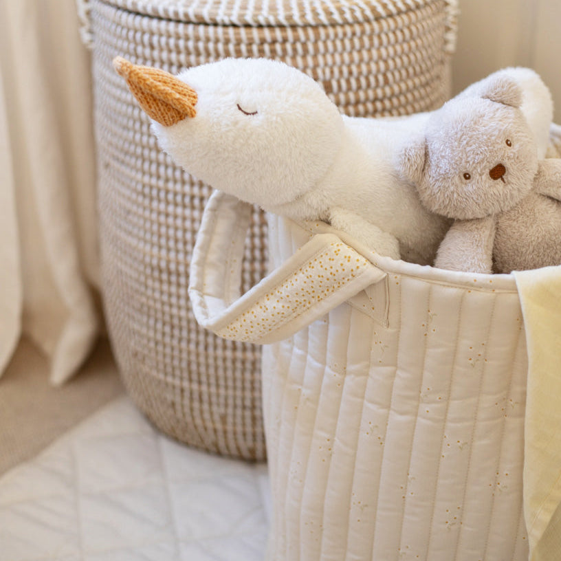 Avery Row Large Quilted Storage Basket - Wild Chamomile/Daisy Meadow