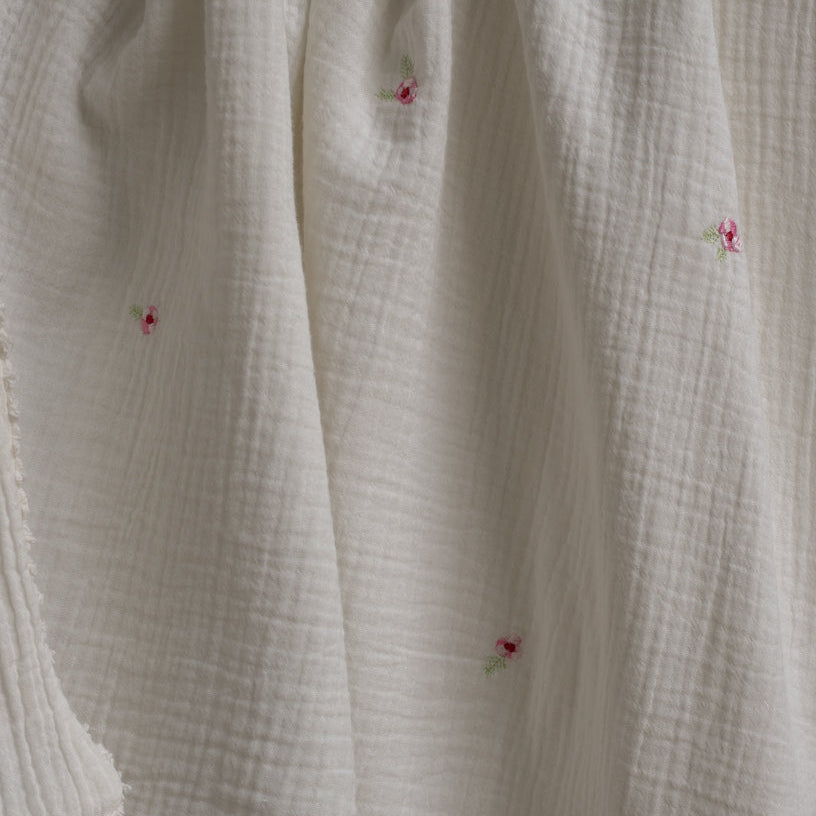 Avery Row Embroidered Muslin Blanket - Anemone