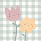 The Little Jones Happy Flowers Print - Green Gingham