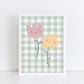 The Little Jones Happy Flowers Print - Green Gingham