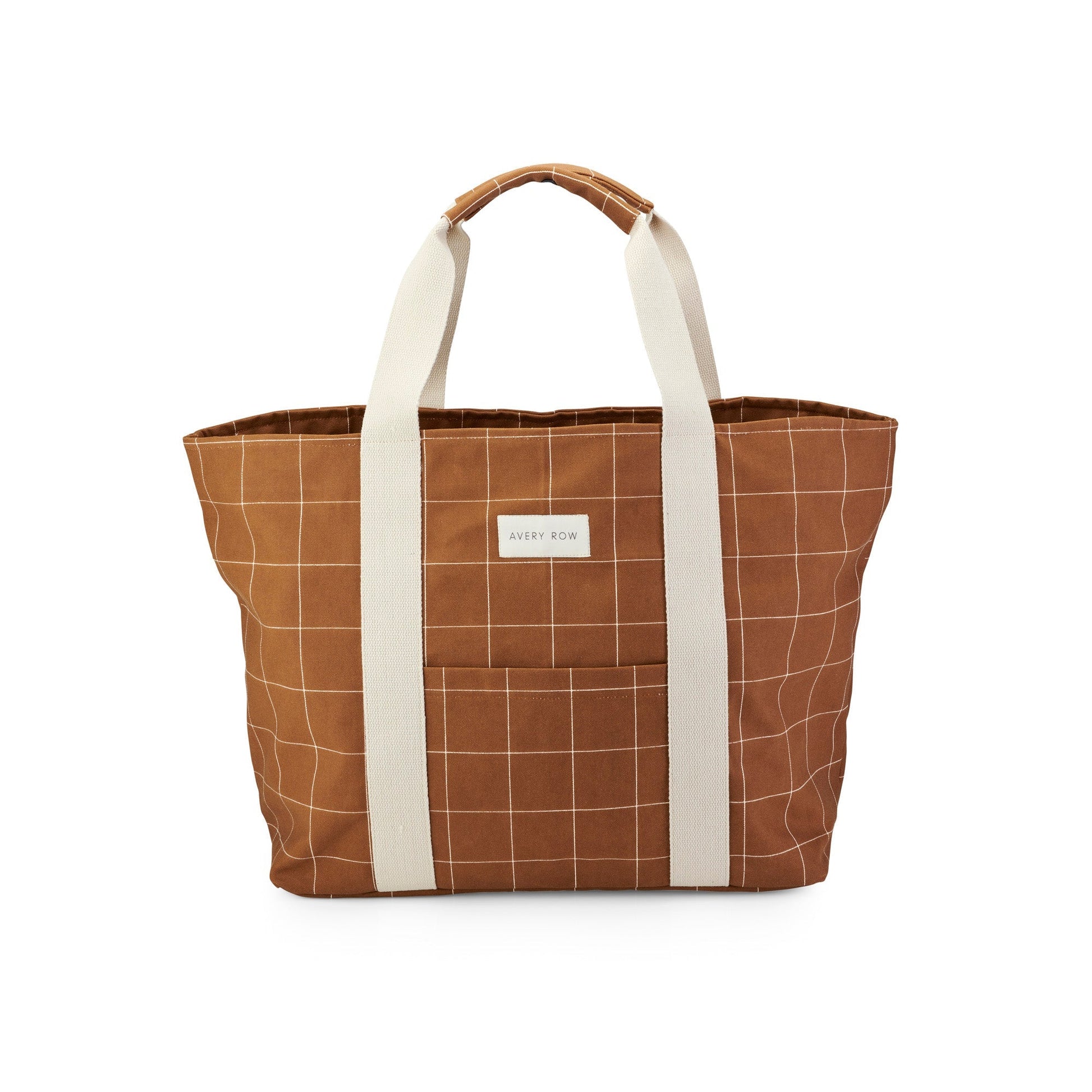 Avery Row Canvas Tote Bag - Window Pane/Pecan