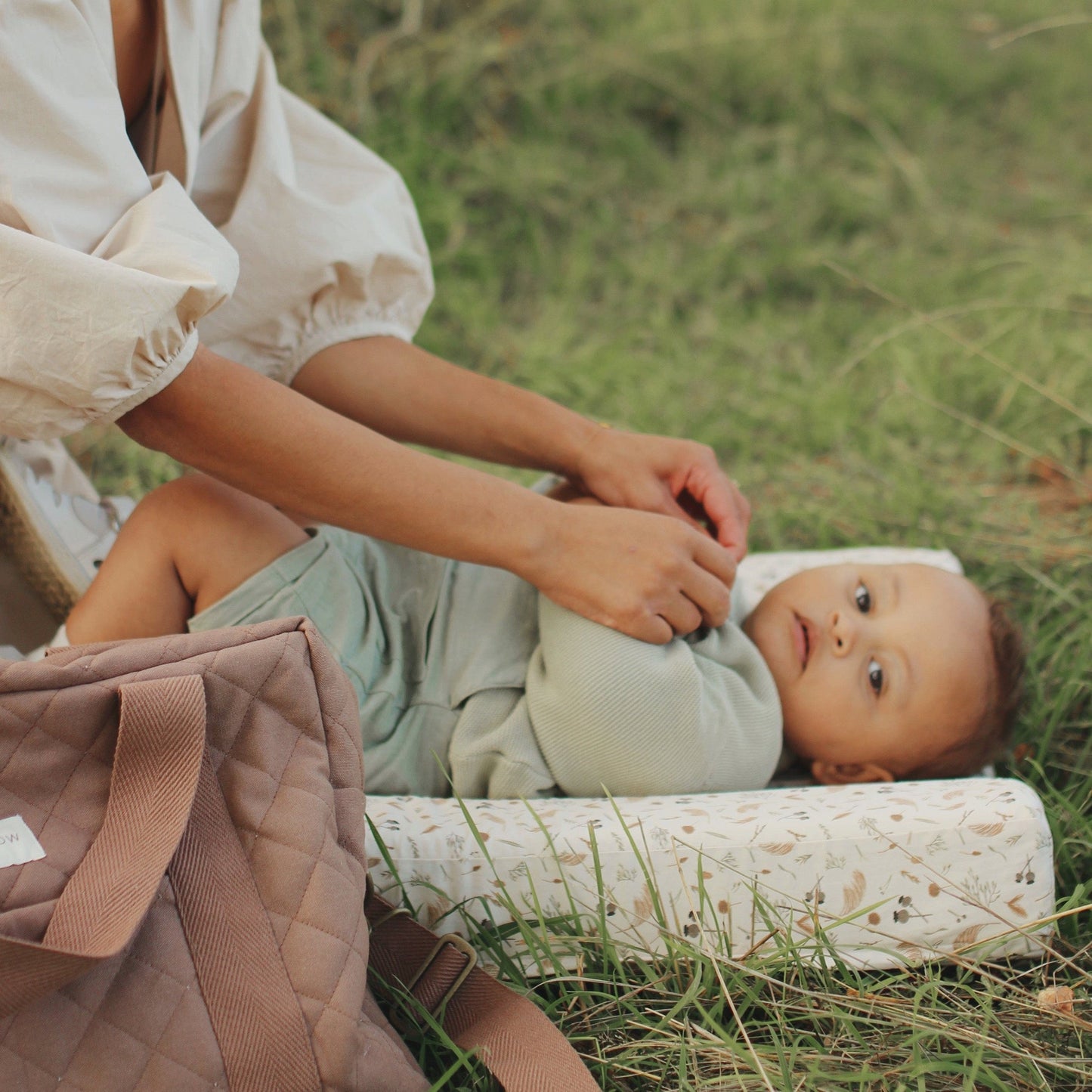 Avery Row Baby Changing Cushion - Grasslands