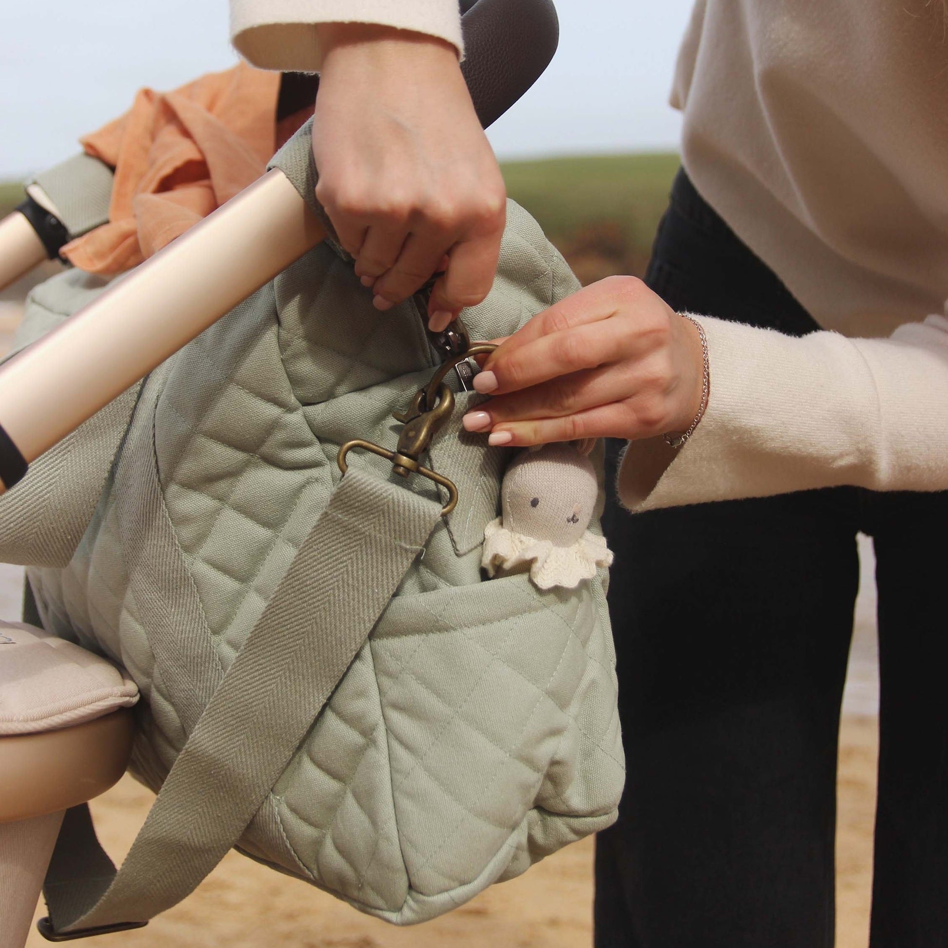 Avery Row Baby Changing Bag with Pram Clips - Sage